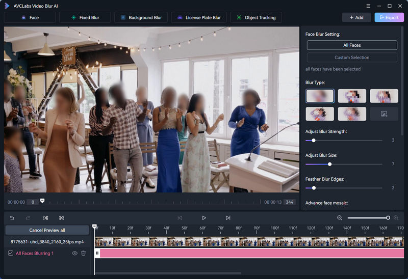 adjust blur settings in video