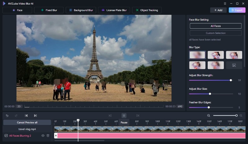 blur strangers in trave vlogs step3