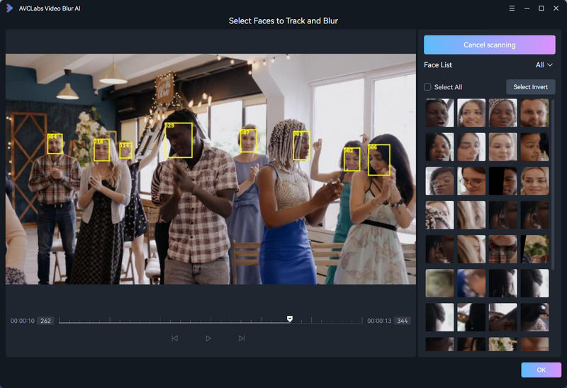 blur all faces in dynamic scenes