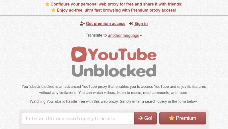 Unblocked YouTube with YouTubeUnblocked