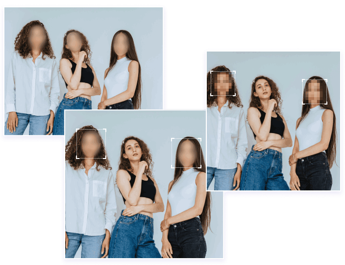 blur multiple faces with different blur types